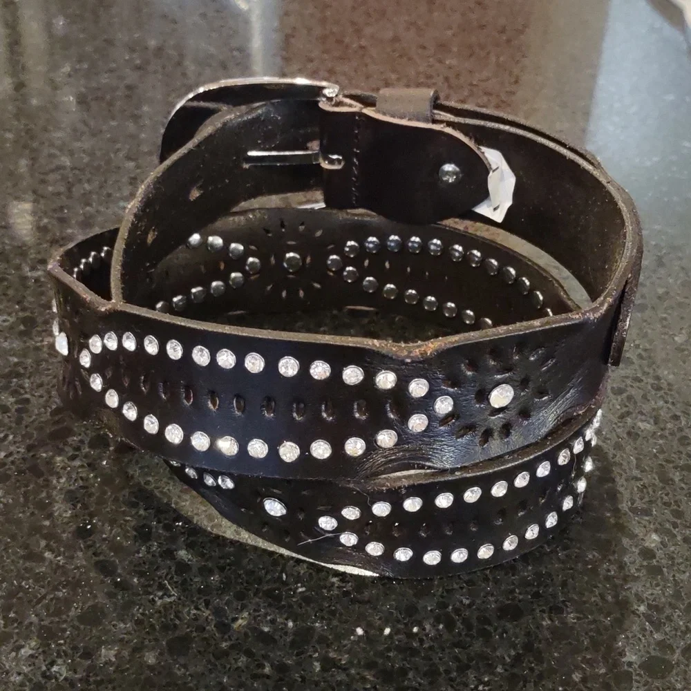BKE | Genuine Leather Rhinestone Embellished Brown 🤎 Belt